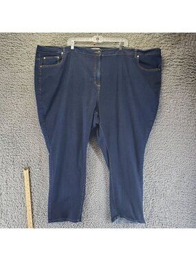 Woman Within Jeans Womens 36W Blue Stretch Denim Classic Fit Straight